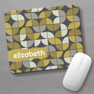 Trendy MCM Half Moon Pattern with gold name block Mouse Mat