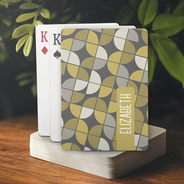Trendy MCM Half Moon Pattern with gold name block Playing Cards (Personalized playing cards)
