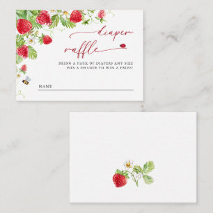 Trendy Meadow Strawberry Baby Shower Diaper Raffle Enclosure Card