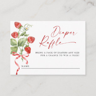 Trendy Meadow Strawberry Baby Shower Diaper Raffle Enclosure Card