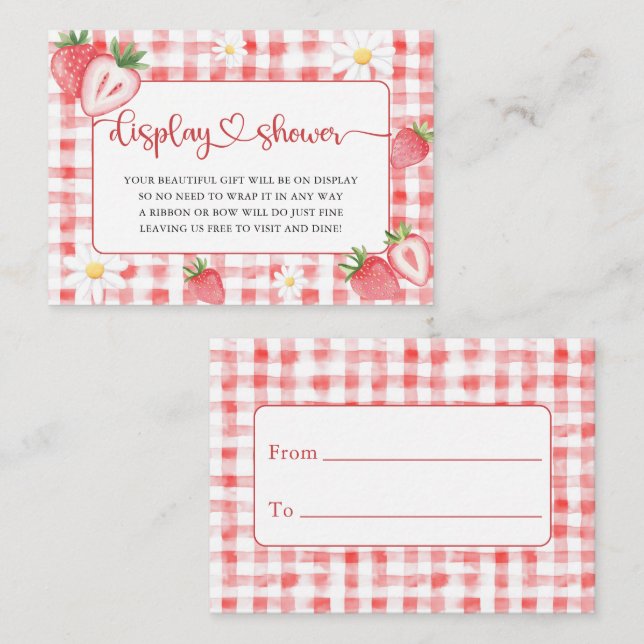 Trendy Meadow Strawberry Books for Baby Shower Enclosure Card (Front/Back)