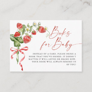 Trendy Meadow Strawberry Books for Baby Shower Enclosure Card