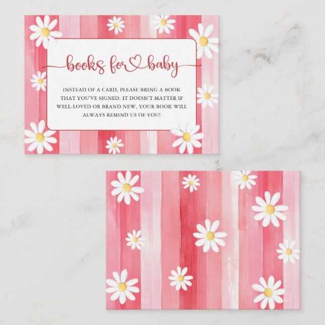 Trendy Meadow Strawberry Books for Baby Shower Enclosure Card (Front/Back)