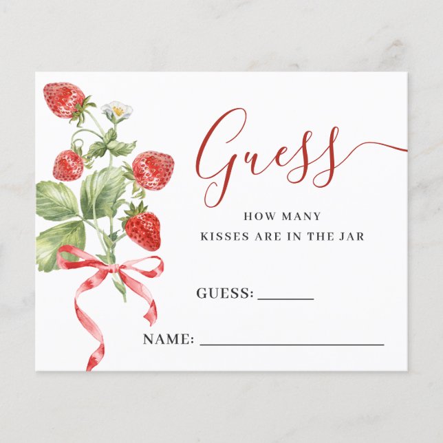 Trendy Meadow Strawberry Guess How Many Game Card (Front)