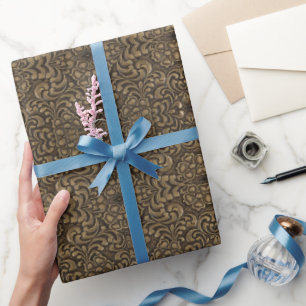 trendy mediaeval renaissance pattern bronze floral wrapping paper