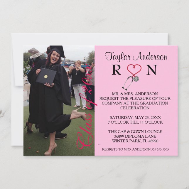Trendy Medical RN School Graduation Announcement (Front)