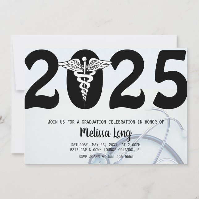 Trendy Medical RN School Graduation Announcement (Front)