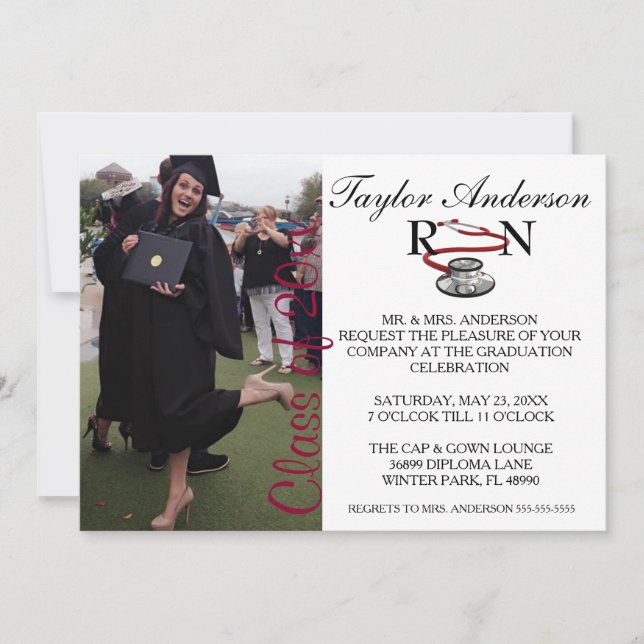 Trendy Medical RN School Graduation Announcement (Front)