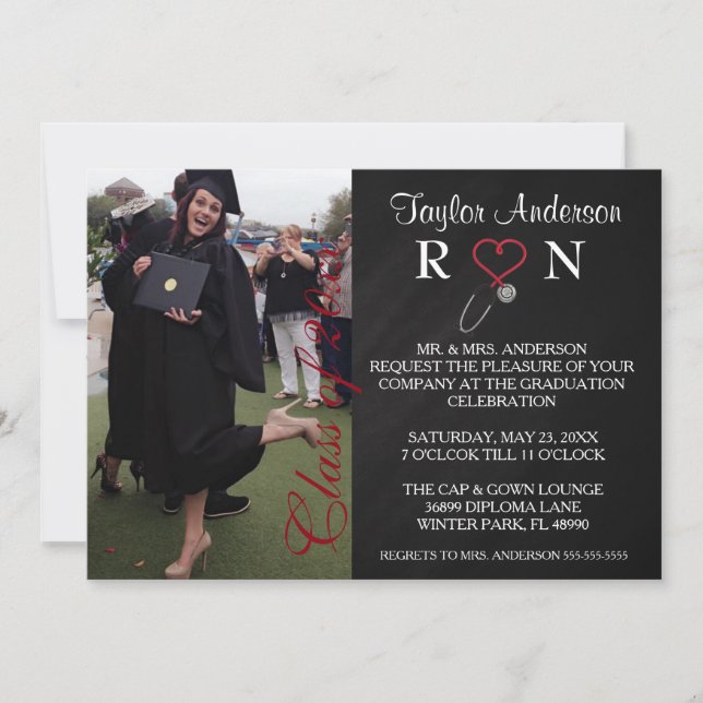 Trendy Medical RN School Graduation Announcement (Front)