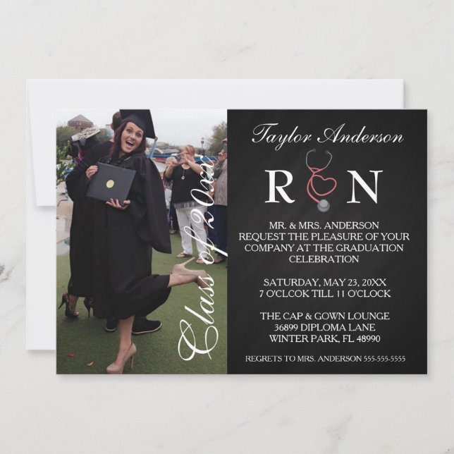 Trendy Medical RN School Graduation Announcement (Front)