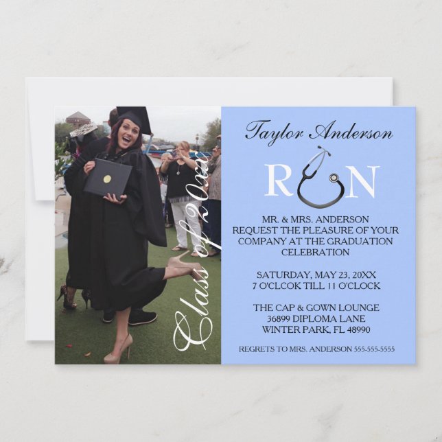 Trendy Medical RN School Graduation Announcement (Front)