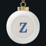 Trendy Medium Blue 3D Initial Letter | Linen Colou Ceramic Ball Christmas Ornament<br><div class="desc">Trendy Medium Blue 3D (Light Teal Shades) Initial Letter | Linen Colour. You can choose to add your initial or the initial of a loved one. Whether it's a heartfelt gift for someone dear to you or a personal treat, the choice is yours. You can also remove the personalisation and...</div>