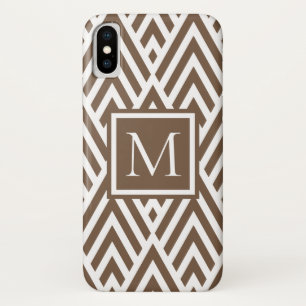 Trendy Medium Brown Monogram Arrow Diamond Pattern iPhone X Case