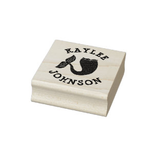 Trendy Mermaid Tail Name Rubber Stamp