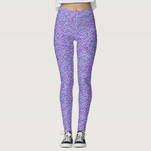 Trendy Mermaid Tail Purple Fish Scales Pattern Leggings