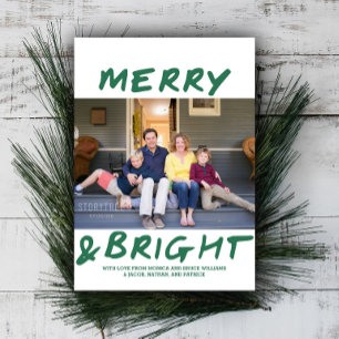 Trendy Merry and Bright Photo Card   Green
