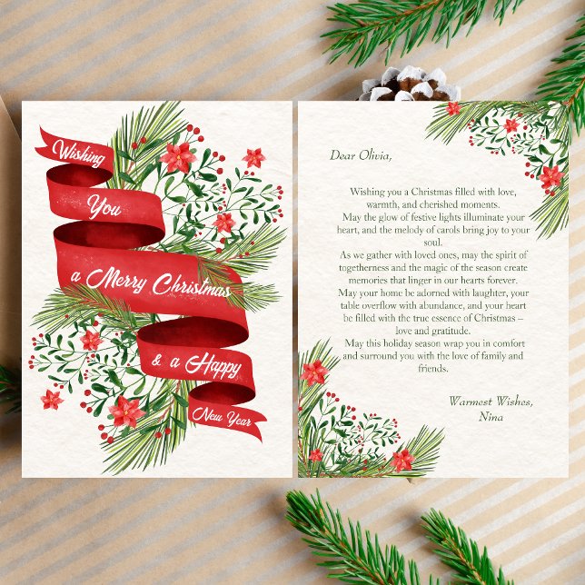 Trendy Merry Christmas 2023 Message Greeting Card (Front and Back)