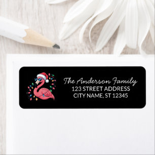 Trendy Merry Christmas Flamingo Return Address    