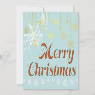 Trendy Merry Christmas pastel light blue Holiday Card