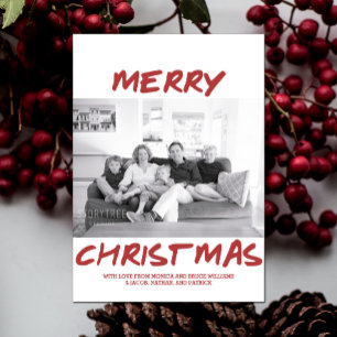 Trendy Merry Christmas Photo Card   Burgundy