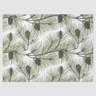Trendy Merry Christmas Pine Cones and Branches     Tissue Paper