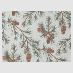 Trendy Merry Christmas Pine Cones and Branches     Tissue Paper