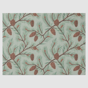 Trendy Merry Christmas Pine Cones and Branches     Tissue Paper