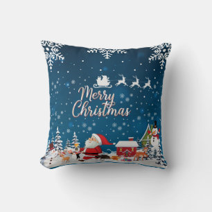 Trendy Merry Christmas Snowflakes Throw Pillow