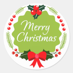 Trendy Merry Christmas Wreath Sticker