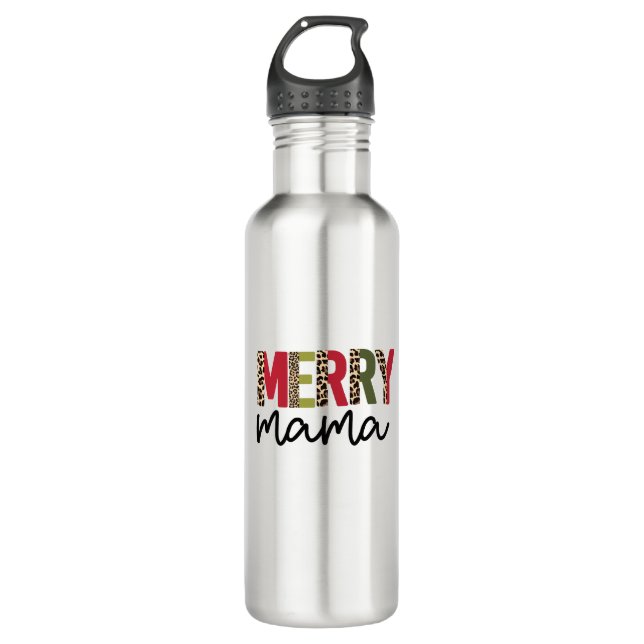 Trendy "Merry Mama" Holiday Christmas  710 Ml Water Bottle (Front)