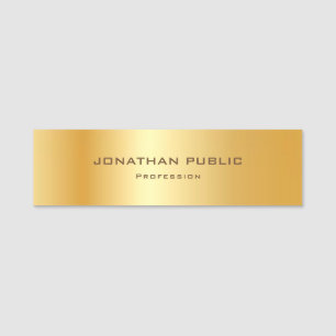 Trendy Metallic Look Gold Modern Elegant Template Name Tag