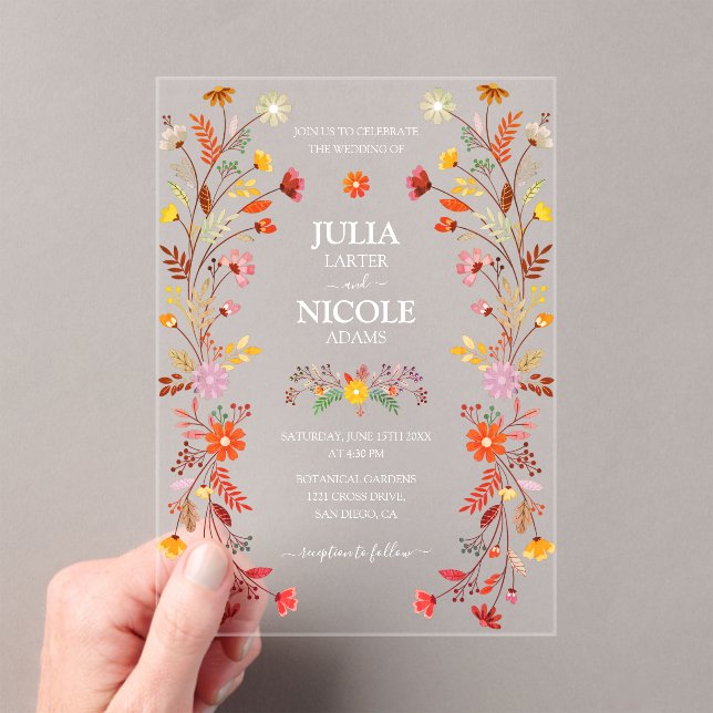 Trendy Mexican Talavera Floral Fiesta Wedding Acrylic Invitations (Insitu (Handheld))