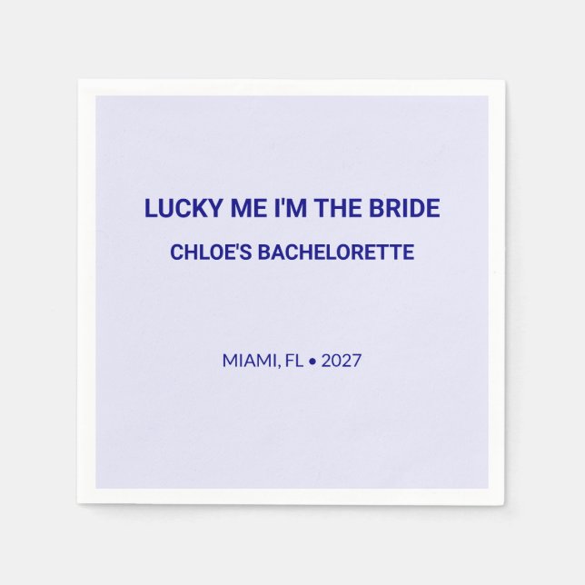 Trendy Midnight Navy Lucky Me  Napkin (Front)