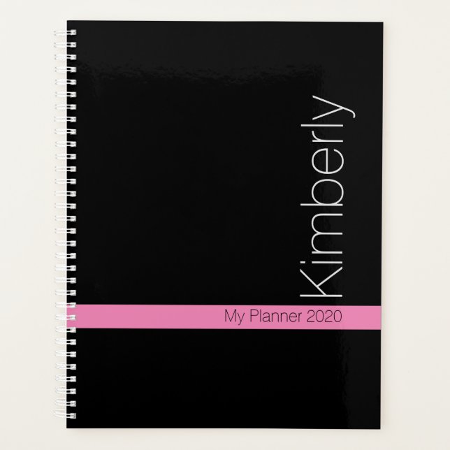 Trendy Minimal Design DIY Name/Subject/Black& Pink Planner (Front)