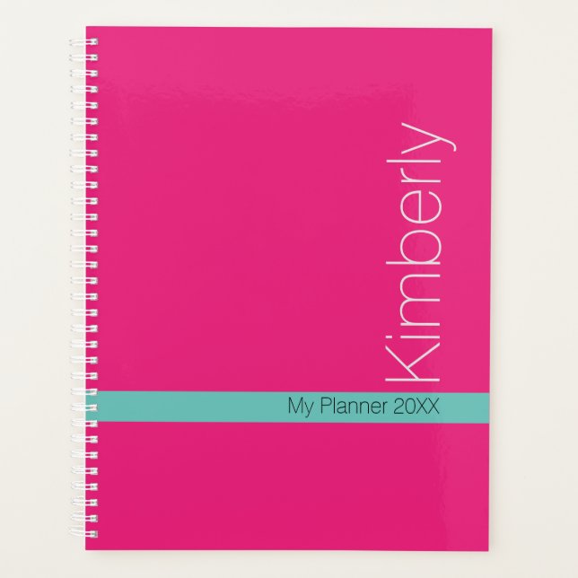 Trendy Minimal Design DIY Name/Subject/Fuchsia Planner (Front)