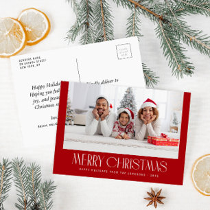 Trendy minimal festive photo christmas card