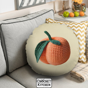 Trendy Minimal Modern Amigurumi Crochet Peach Round Cushion