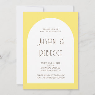 Trendy Minimal Pastel Yellow All In One Wedding  Invitation