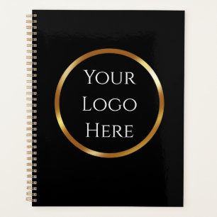 Trendy, Minimalist. black and gold with QR code  Planner