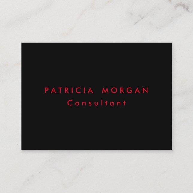 Trendy Minimalist Black Red Professional Business Card (Front)