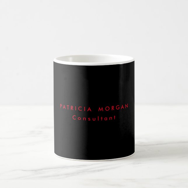 Trendy Minimalist Black Red Professional Your Name Coffee Mug (Center)