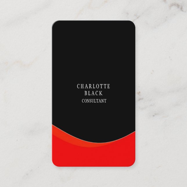 Trendy Minimalist Black Red White Creative Plain Business Card (Front)