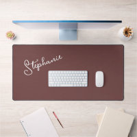 Trendy Minimalist Brown Script Personalised Name 