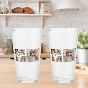 Trendy Minimalist Collage Fathers Photo Daddy Gift Glass