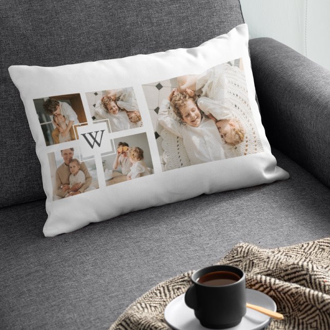 Trendy Minimalist Collage Fathers Photo Daddy Gift Lumbar Cushion (Creator Uploaded)
