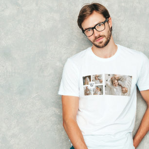 Trendy Minimalist Collage Fathers Photo Daddy Gift T-Shirt