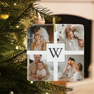 Trendy Minimalist Collage Photo Ceramic Ornament