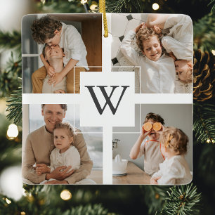 Trendy Minimalist Collage Photo Ceramic Ornament