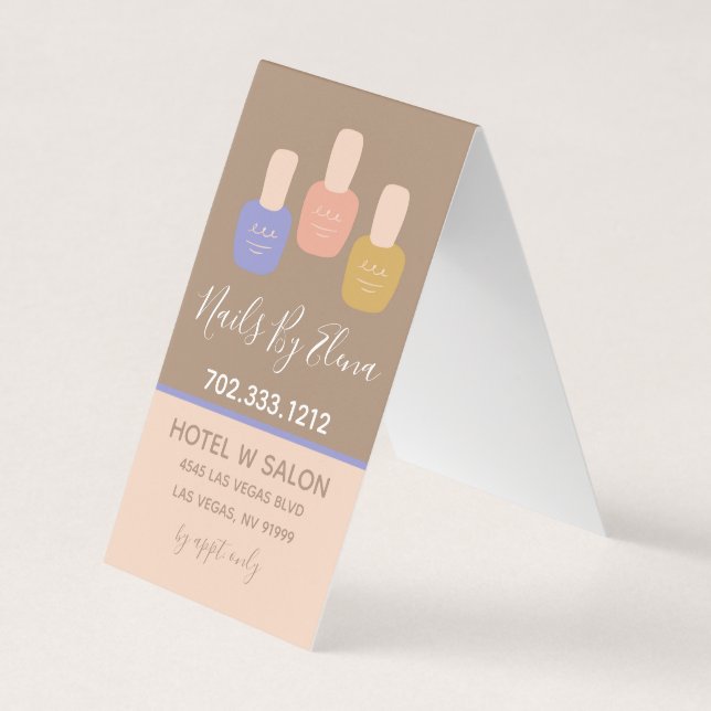 Trendy Minimalist Colorblock Manicurist Business Card (Front)