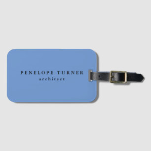 Trendy Minimalist Cornflower Blue Professional Luggage Tag